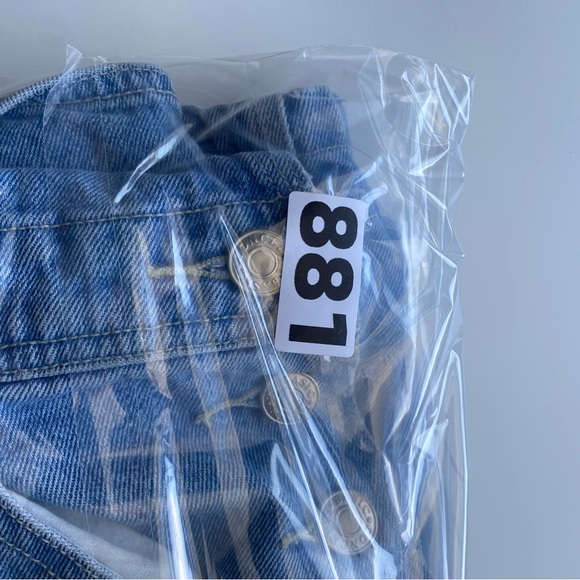 Y2K Basic Concepts Blue Denim Short Bib Carpenter Overalls Woman Large Coquette - Picture 14 of 15